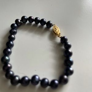 Tahitian Pearls AAA! 7-8 mm round cultured Tahitian blk freshw bracelet $41 July